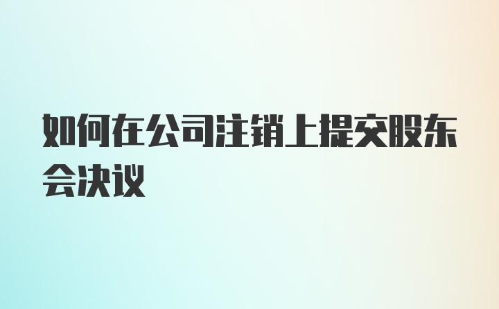 如何在公司注销上提交股东会决议