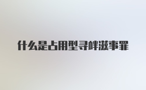 什么是占用型寻衅滋事罪