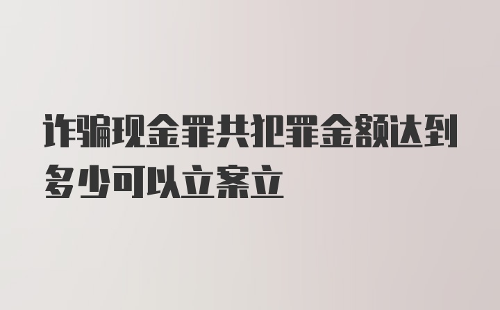 诈骗现金罪共犯罪金额达到多少可以立案立