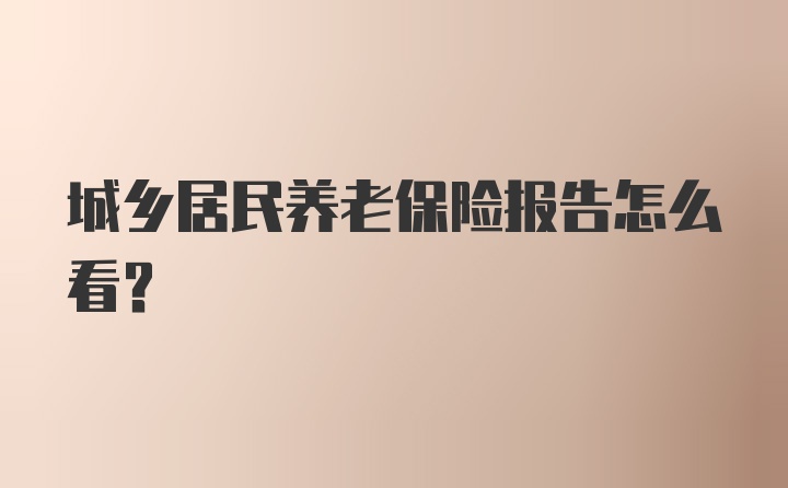 城乡居民养老保险报告怎么看？