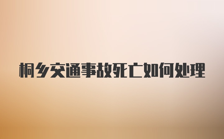 桐乡交通事故死亡如何处理