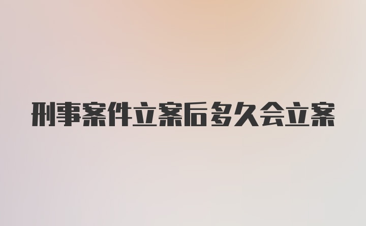 刑事案件立案后多久会立案