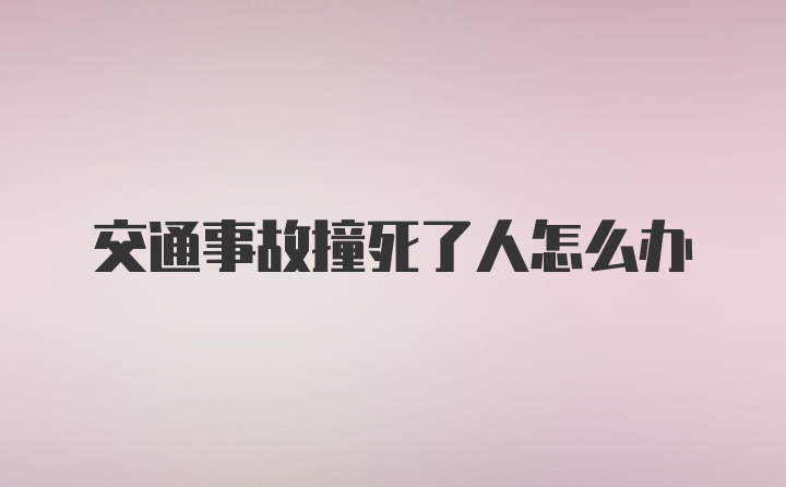 交通事故撞死了人怎么办