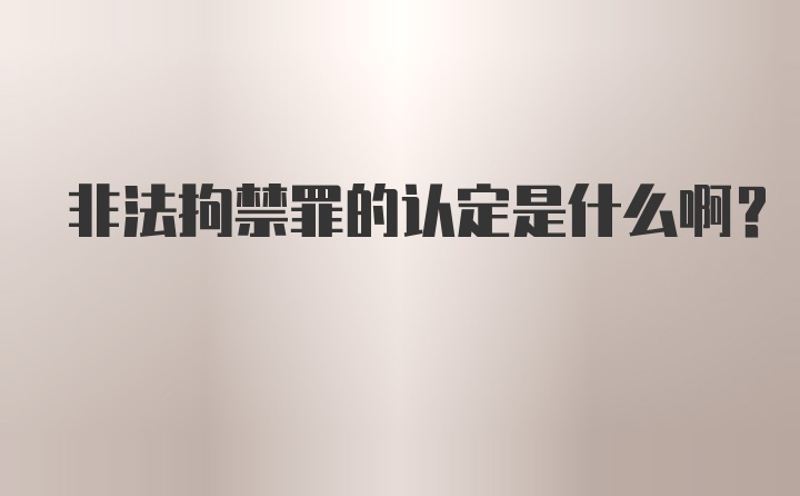 非法拘禁罪的认定是什么啊？