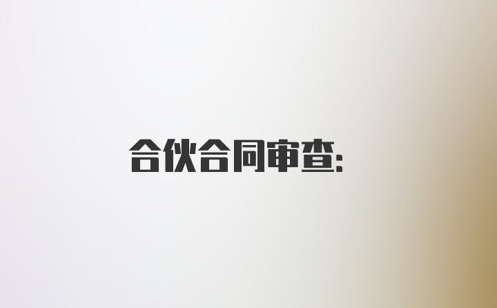 合伙合同审查: