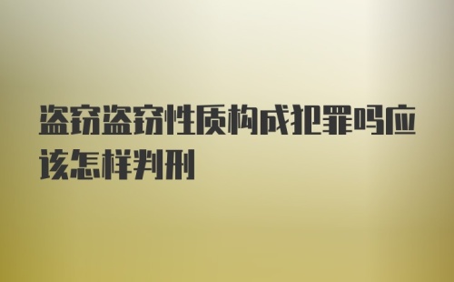 盗窃盗窃性质构成犯罪吗应该怎样判刑