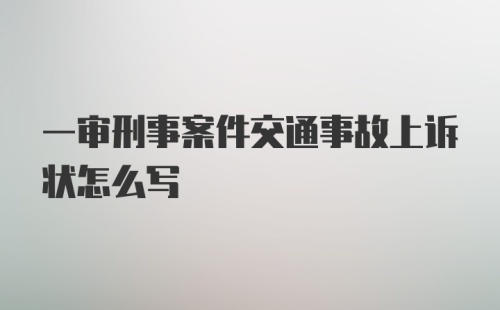 一审刑事案件交通事故上诉状怎么写