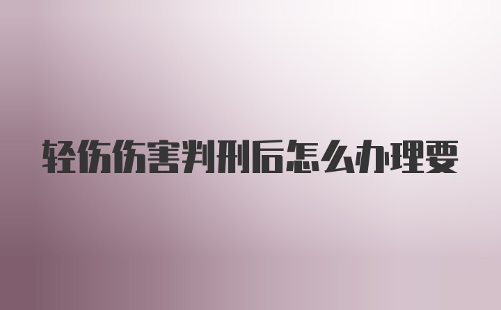 轻伤伤害判刑后怎么办理要