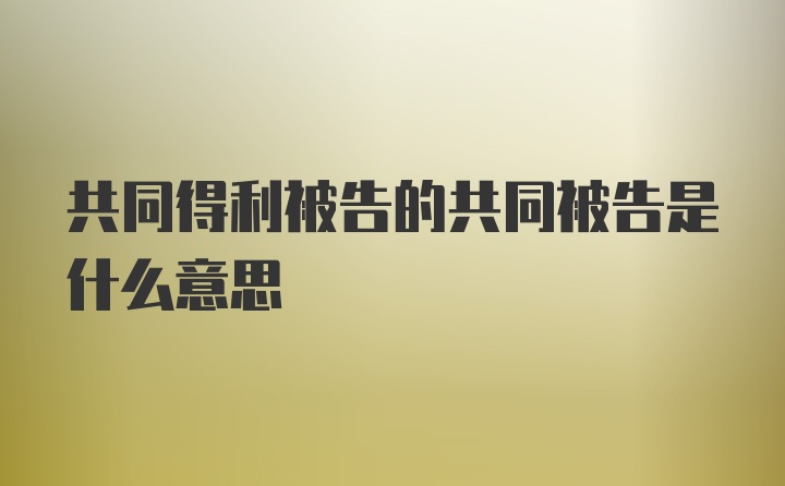 共同得利被告的共同被告是什么意思