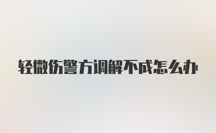 轻微伤警方调解不成怎么办