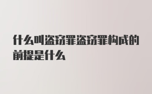 什么叫盗窃罪盗窃罪构成的前提是什么