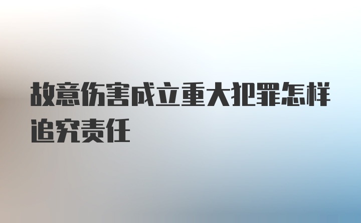 故意伤害成立重大犯罪怎样追究责任