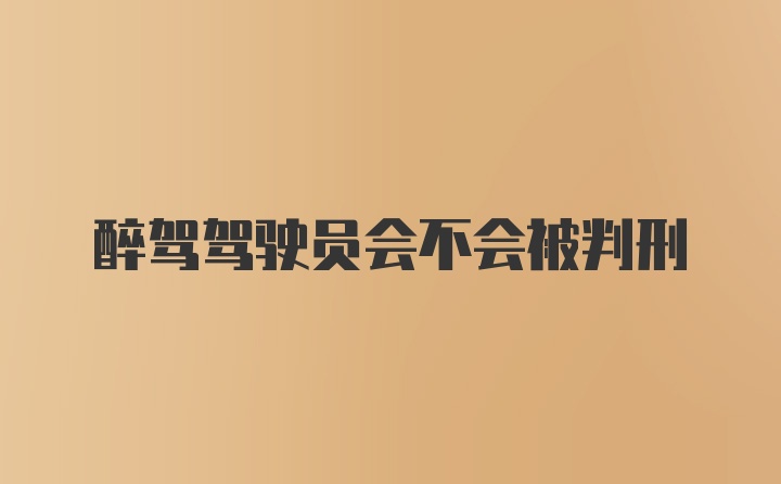 醉驾驾驶员会不会被判刑