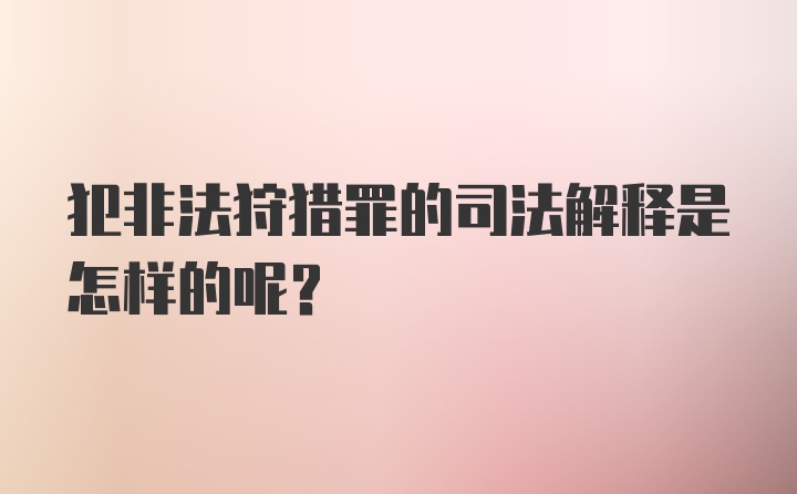 犯非法狩猎罪的司法解释是怎样的呢？