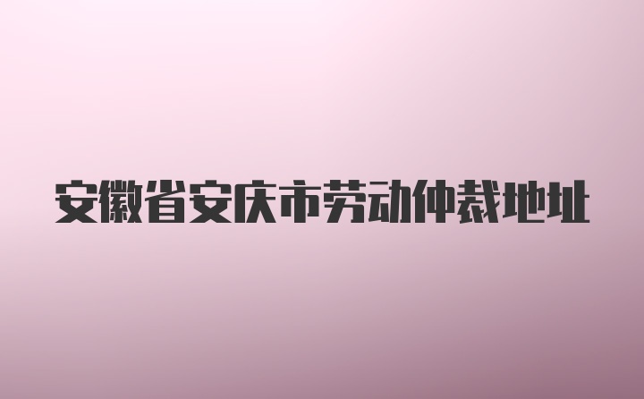 安徽省安庆市劳动仲裁地址