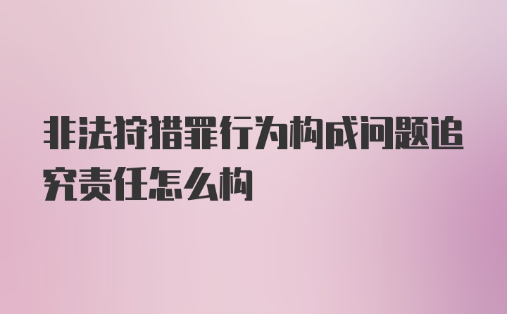 非法狩猎罪行为构成问题追究责任怎么构