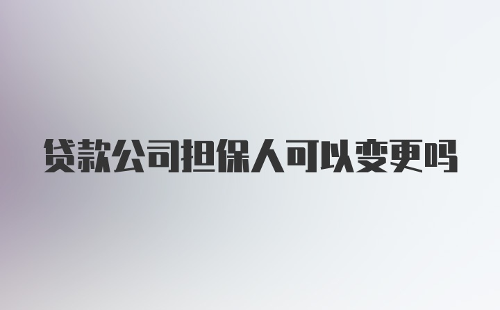 贷款公司担保人可以变更吗