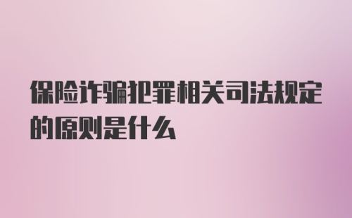 保险诈骗犯罪相关司法规定的原则是什么