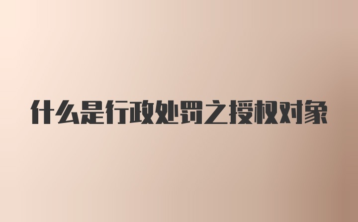 什么是行政处罚之授权对象