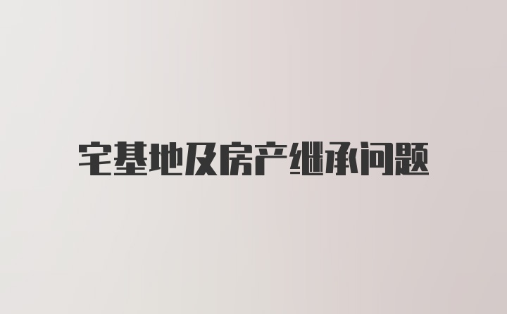 宅基地及房产继承问题