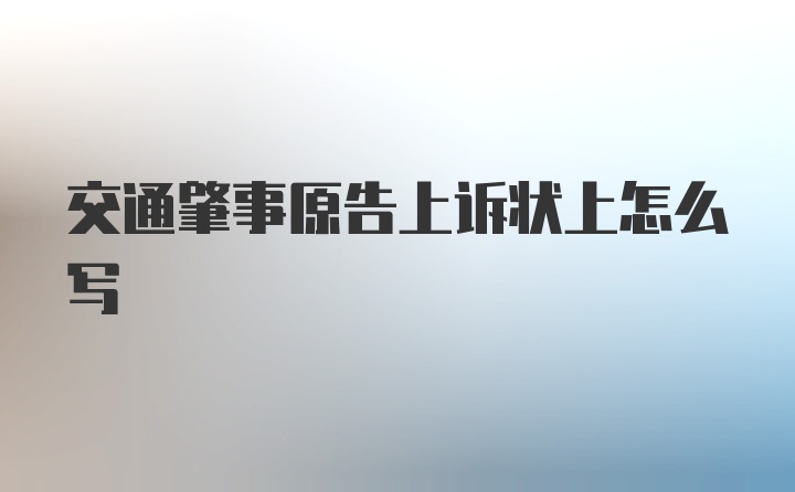 交通肇事原告上诉状上怎么写