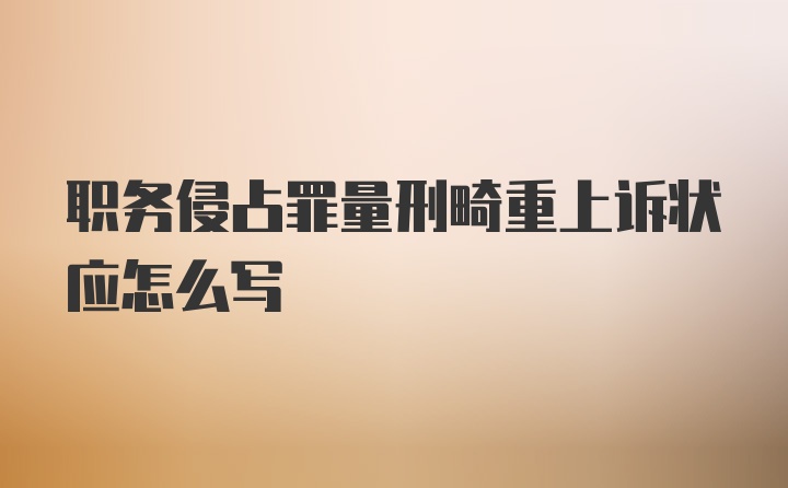 职务侵占罪量刑畸重上诉状应怎么写