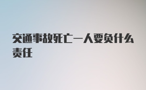 交通事故死亡一人要负什么责任