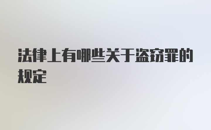 法律上有哪些关于盗窃罪的规定