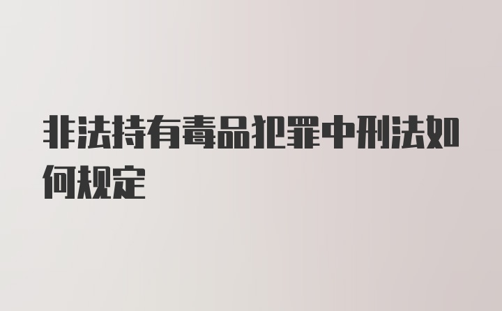 非法持有毒品犯罪中刑法如何规定