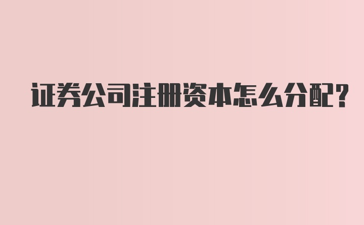 证券公司注册资本怎么分配？