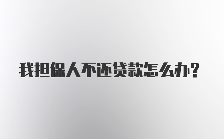 我担保人不还贷款怎么办？