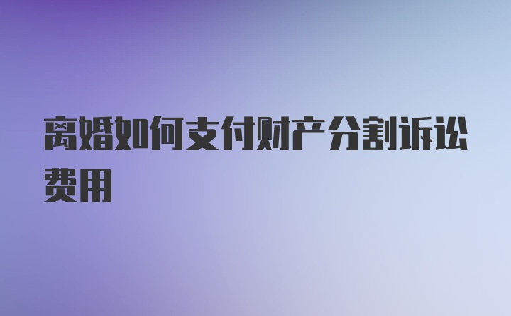 离婚如何支付财产分割诉讼费用