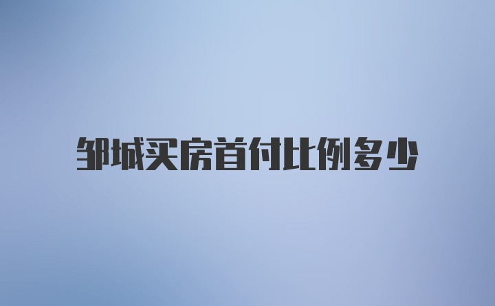 邹城买房首付比例多少