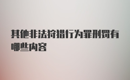 其他非法狩猎行为罪刑罚有哪些内容