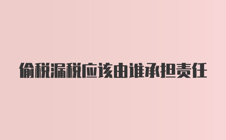 偷税漏税应该由谁承担责任