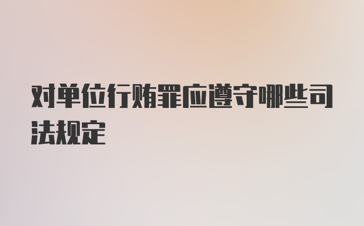 对单位行贿罪应遵守哪些司法规定