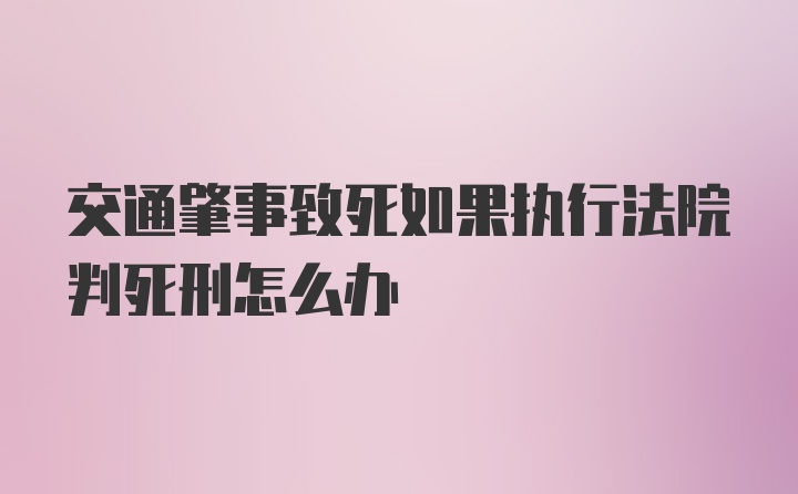 交通肇事致死如果执行法院判死刑怎么办