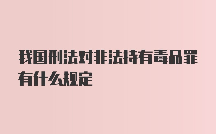 我国刑法对非法持有毒品罪有什么规定