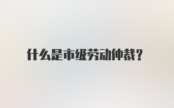 什么是市级劳动仲裁?