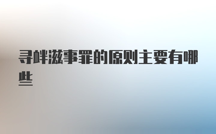 寻衅滋事罪的原则主要有哪些