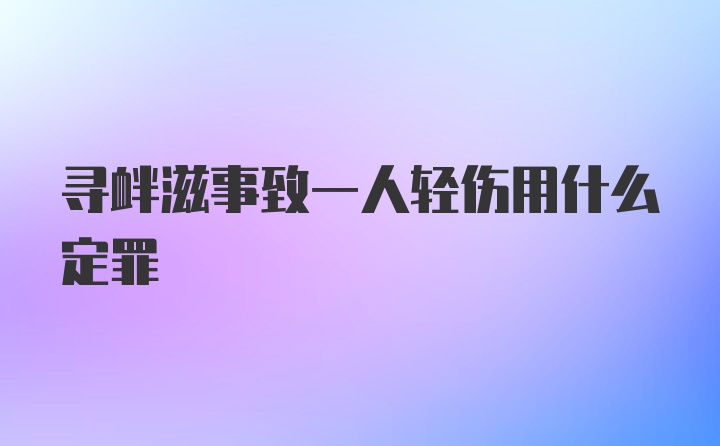 寻衅滋事致一人轻伤用什么定罪