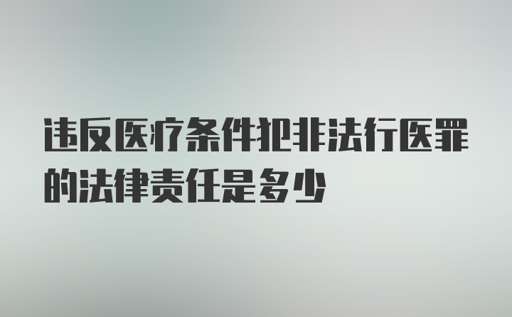 违反医疗条件犯非法行医罪的法律责任是多少