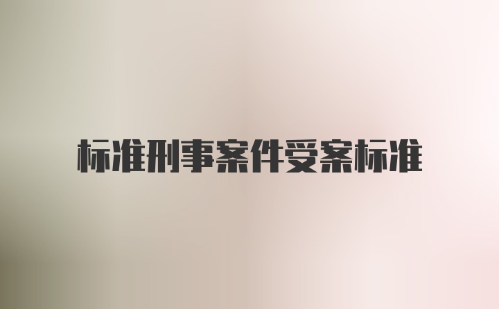 标准刑事案件受案标准