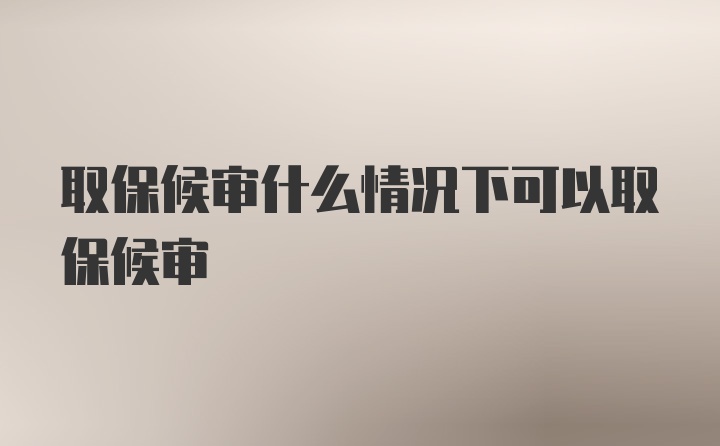 取保候审什么情况下可以取保候审