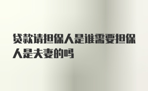 贷款请担保人是谁需要担保人是夫妻的吗