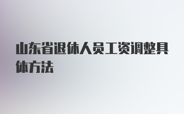 山东省退休人员工资调整具体方法