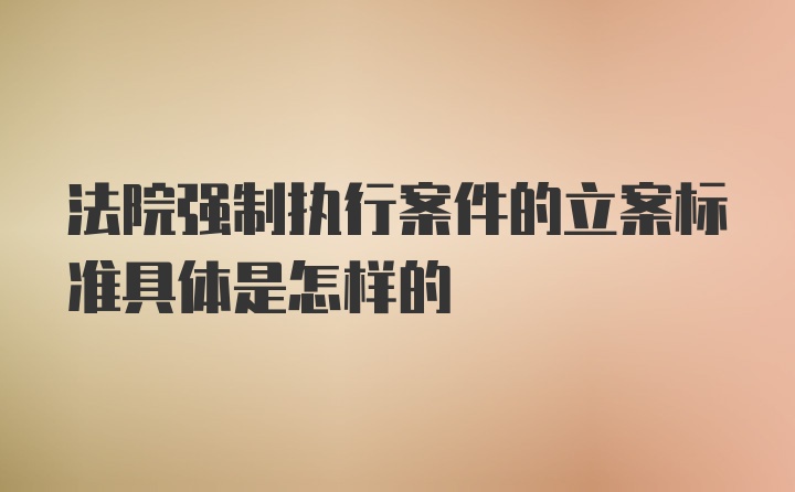 法院强制执行案件的立案标准具体是怎样的