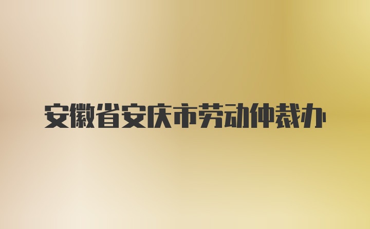 安徽省安庆市劳动仲裁办