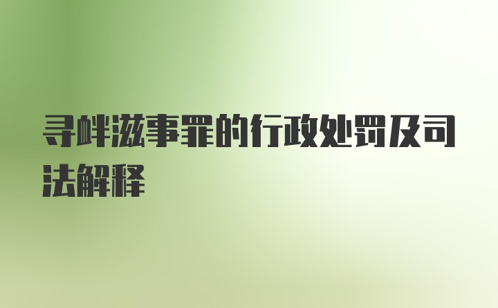 寻衅滋事罪的行政处罚及司法解释