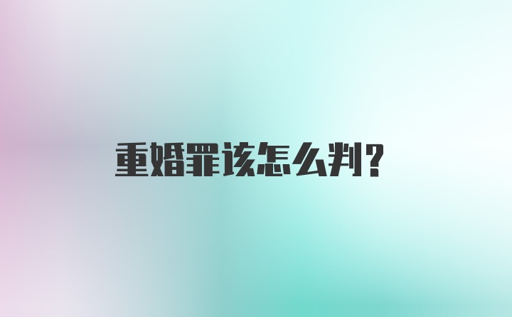 重婚罪该怎么判？